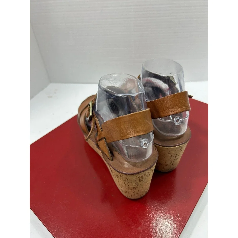 Kork-Ease Leather Wedge Sandals 7 Tan Cork Platform Boho Cottagecore Retro
